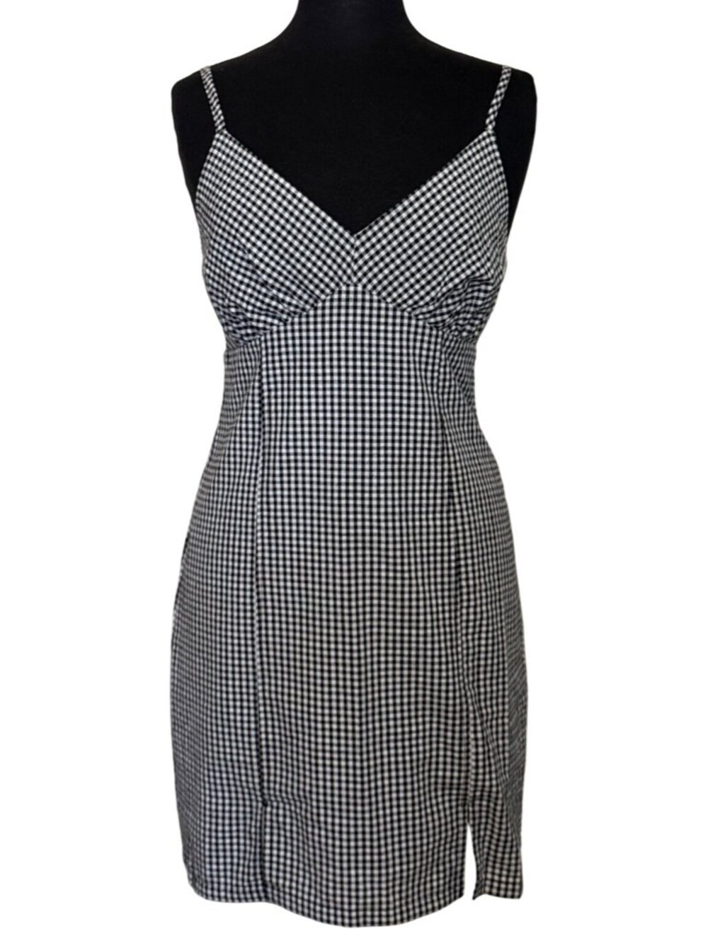 SO Double Slit Black & White Check Gingham Sleeveless Mini Dress Junior's Size 9